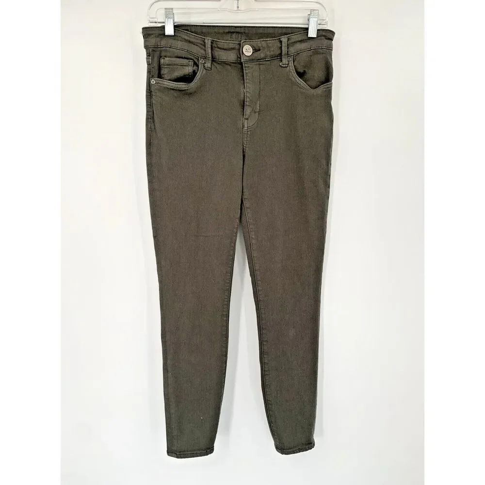 KUT From The Kloth Army Green High Rise Ankle Skinny Stretch Womens Jeans Size 6